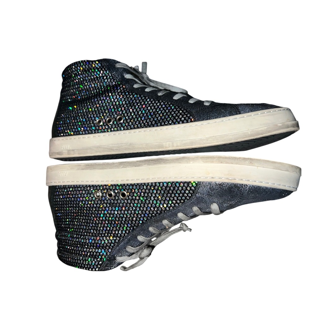 P448 John‎ High Top Sneakers Glitter Sparkle Side Zip Women Skater Streetwear 42 - Picture 7 of 10